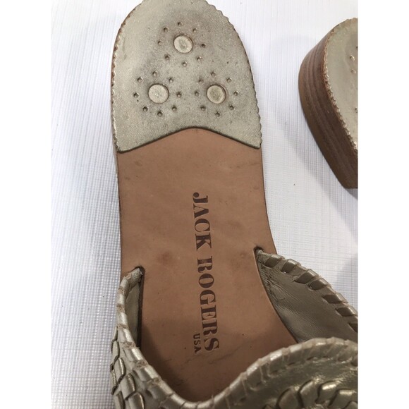 Jack Rogers Sandals Rhinestone/Crystal Gold Leather Thongs Flats Sz 8m - Picture 3 of 7